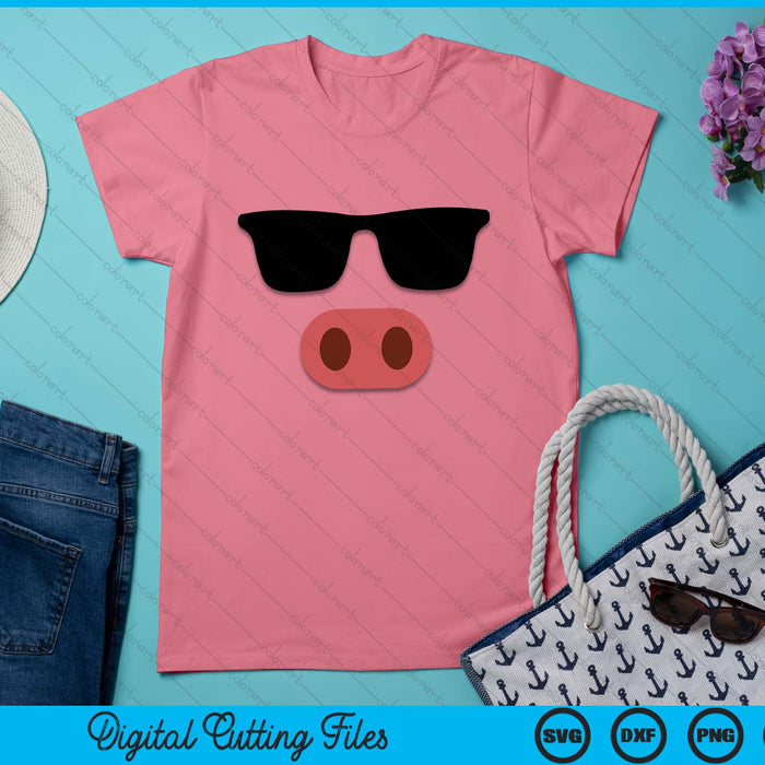 Pink Pig Face Cool Sunglasses Cute Halloween Costume SVG PNG Digital Cutting Files