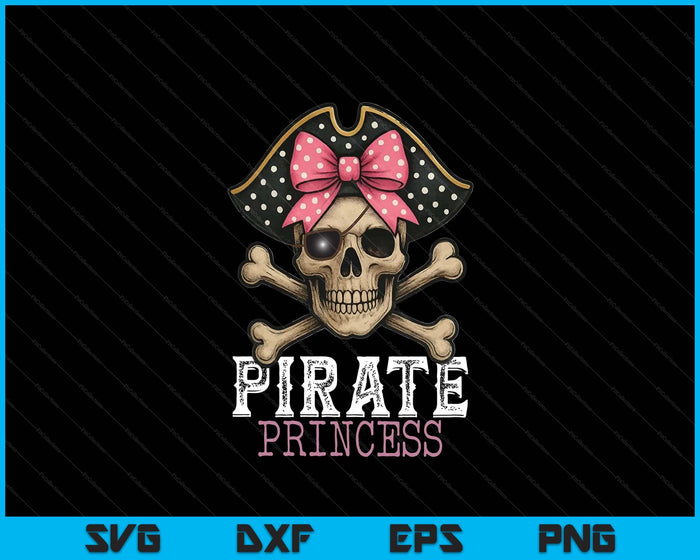 Funny Pirate Princess Coquette Bow Halloween Costume Girls SVG PNG Digital Printable Files
