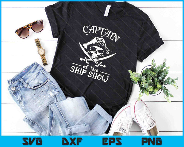Grappig piratenontwerp Captain Ship Show SVG PNG snijden afdrukbare bestanden