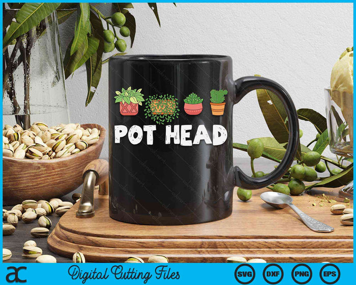 Pot Head Gardener Succulent SVG PNG Digital Cutting Files