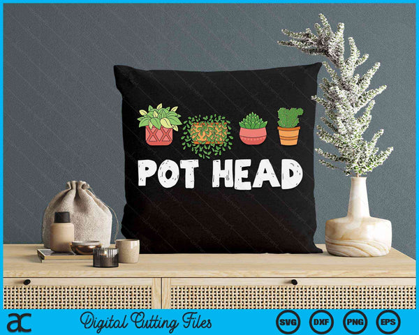 Pot Head Gardener Succulent SVG PNG Digital Cutting Files