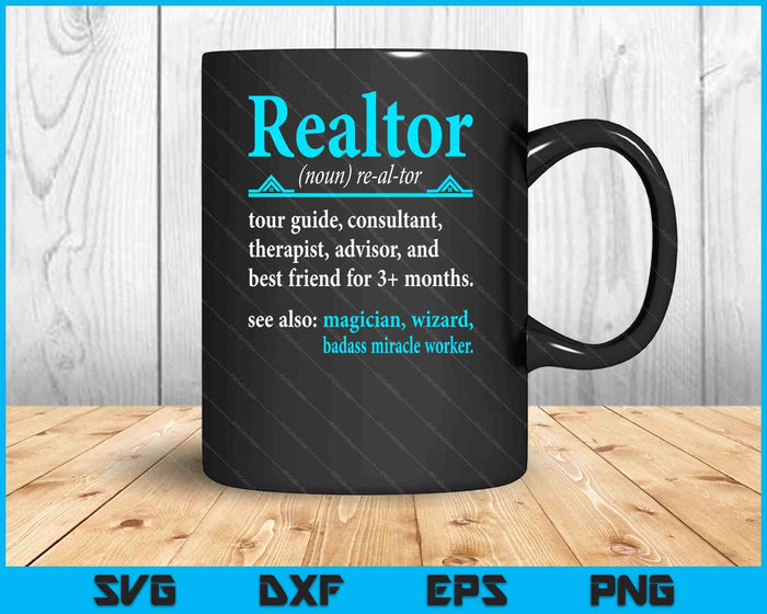 Realtor Definición Tee Realtor Life Agente de Bienes Raíces SVG PNG Archivos de Corte Digital