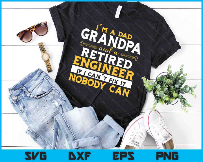 Grappige pensioen Outfit voor een gepensioneerde ingenieur opa SVG PNG digitale snijbestanden