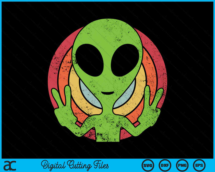 Grappige Retro jaren 80 stijl Vintage UFO Alien SVG PNG digitale snijbestanden