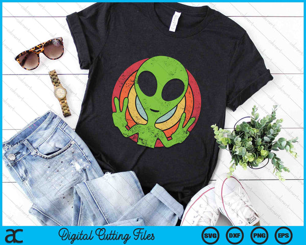 Grappige Retro jaren 80 stijl Vintage UFO Alien SVG PNG digitale snijbestanden
