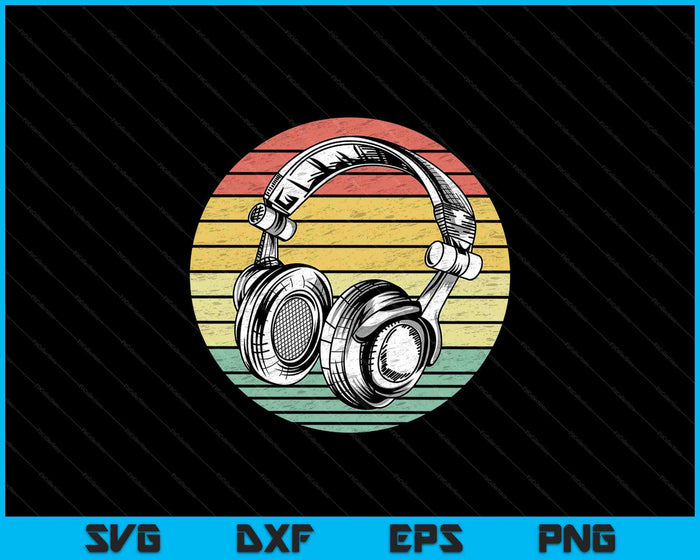 Divertidos auriculares retro SVG PNG cortando archivos imprimibles