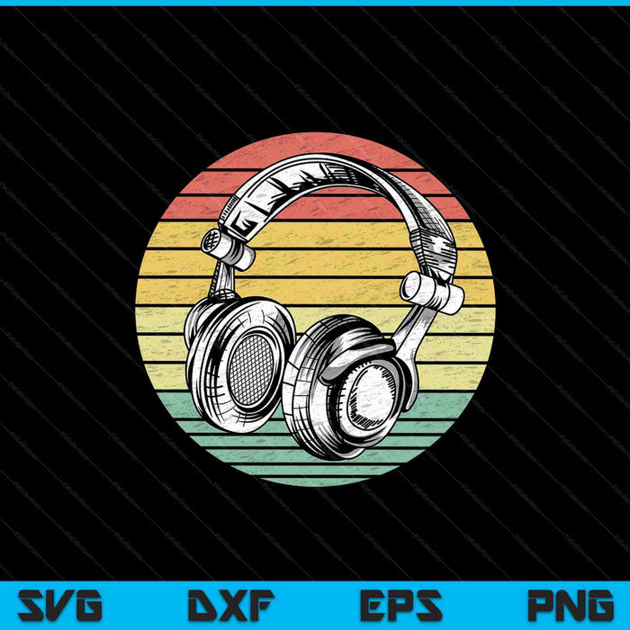 Divertidos auriculares retro SVG PNG cortando archivos imprimibles