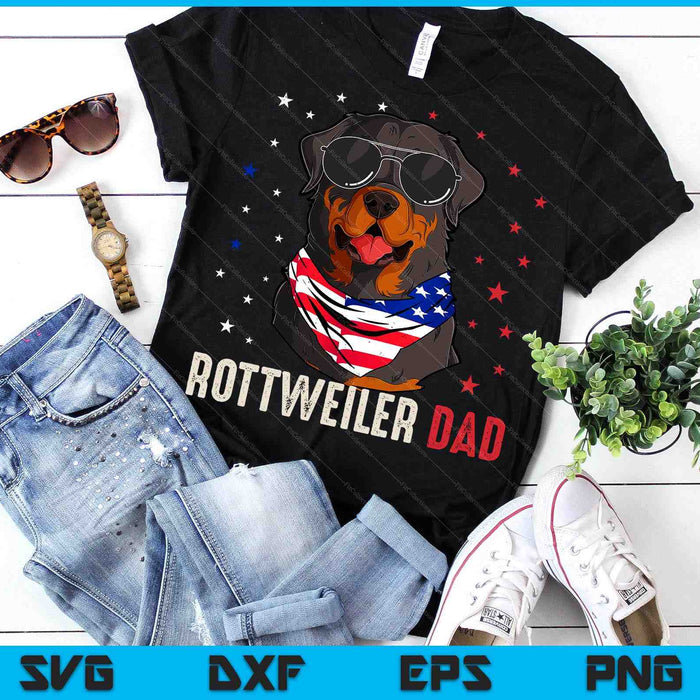 Funny Rottweiler Dad Usa Stars 4TH Of July Fathers Day SVG PNG Digital Printable Files