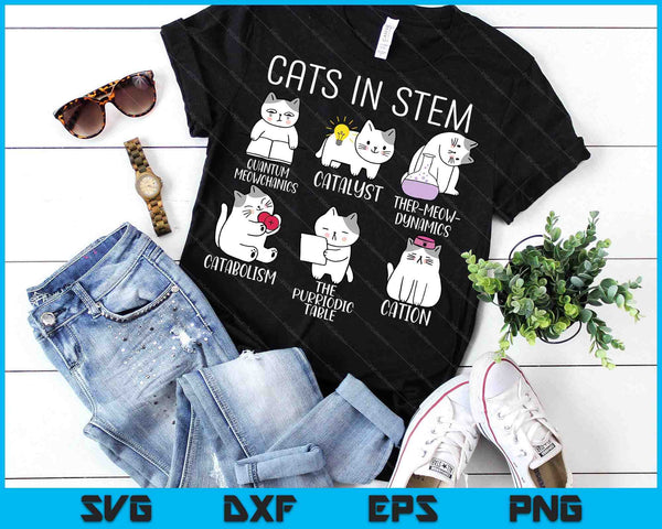 Funny Science Meme Cats In Stem Scientist Nerd Cat Lover SVG PNG Digital Printable Files