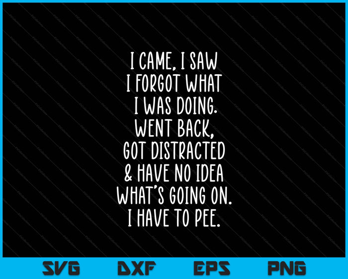 Funny Senior Citizen I Came I Saw I Forgot What I Was Doing SVG PNG Digital Printable Files