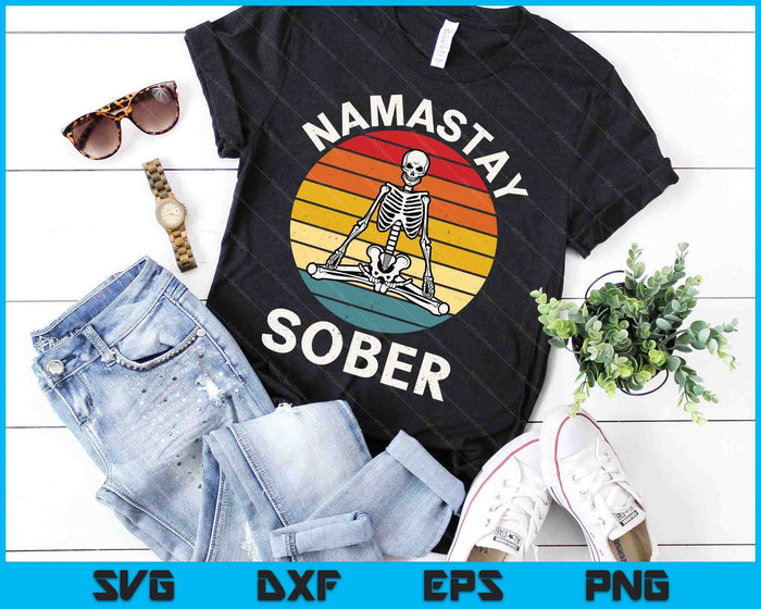 Skelet Lotuspositie Yoga Sobere verslaving herstel SVG PNG digitale afdrukbare bestanden