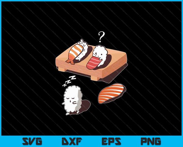 Funny Sleep Walking Sushi Japanese Foodie SVG PNG Digital Cutting Files
