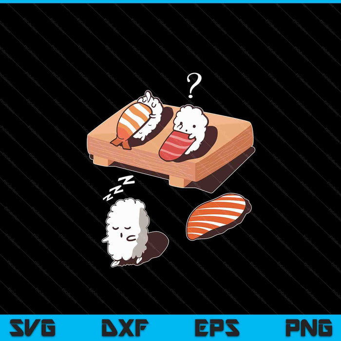 Funny Sleep Walking Sushi Japanese Foodie SVG PNG Digital Cutting Files