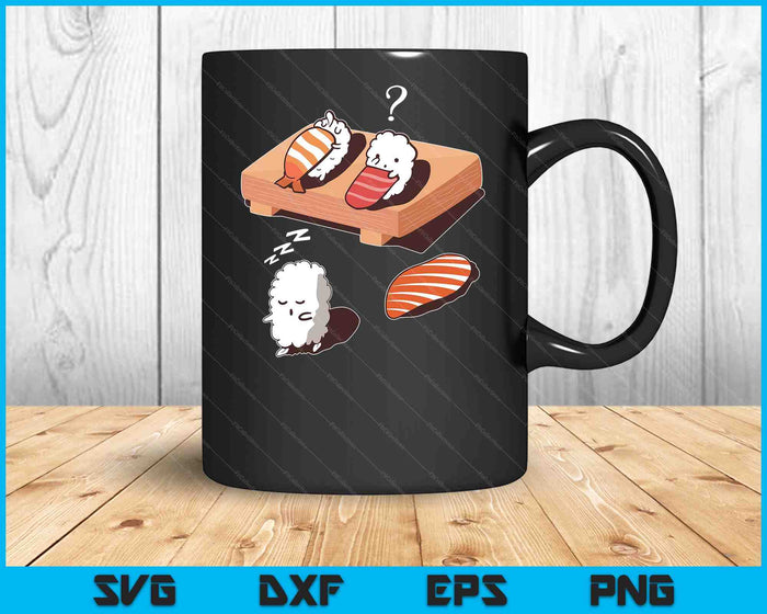 Funny Sleep Walking Sushi Japanese Foodie SVG PNG Digital Cutting Files