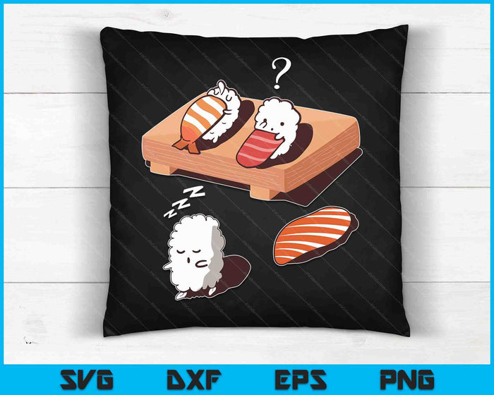 Funny Sleep Walking Sushi Japanese Foodie SVG PNG Digital Cutting Files