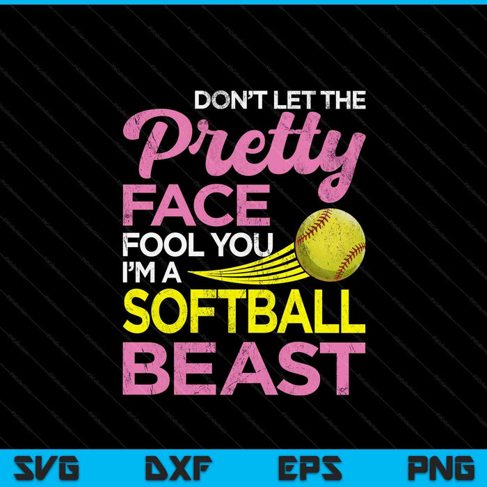 Softball girl with pretty face SVG cut file
