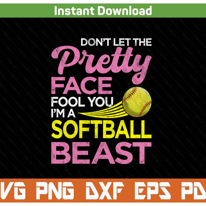 Softball girl with pretty face SVG cut file