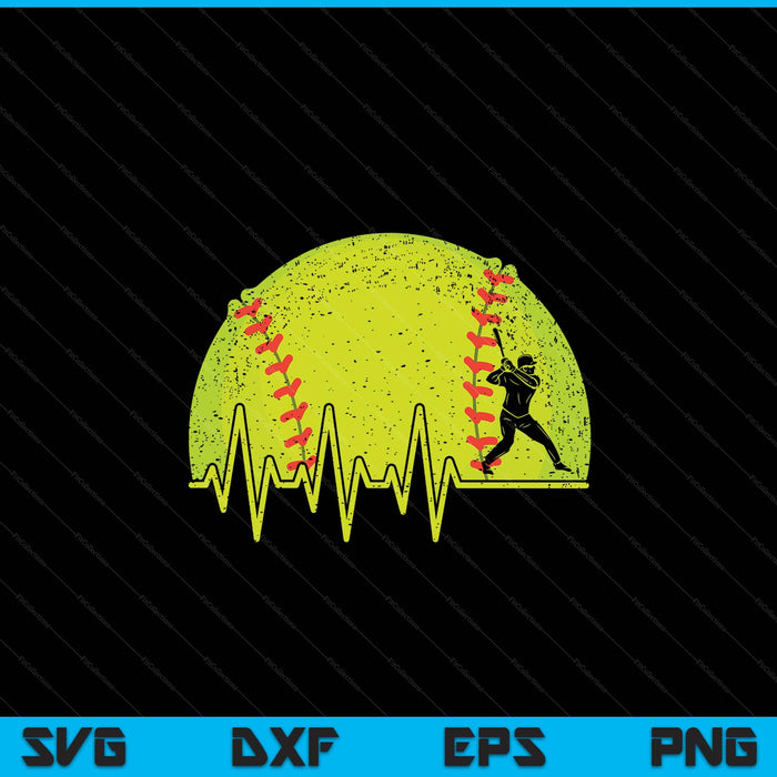 Softball heartbeat softball player SVG cut file