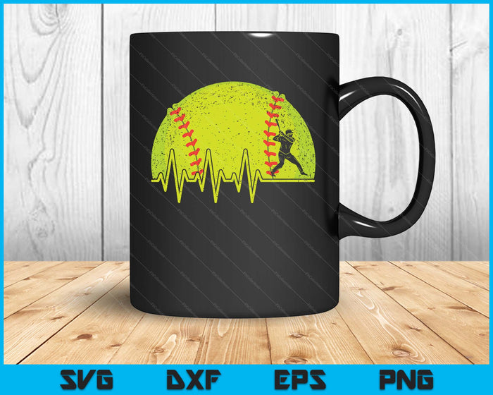 Funny Softball Heartbeat Softball Player SVG PNG Digital Cutting Files