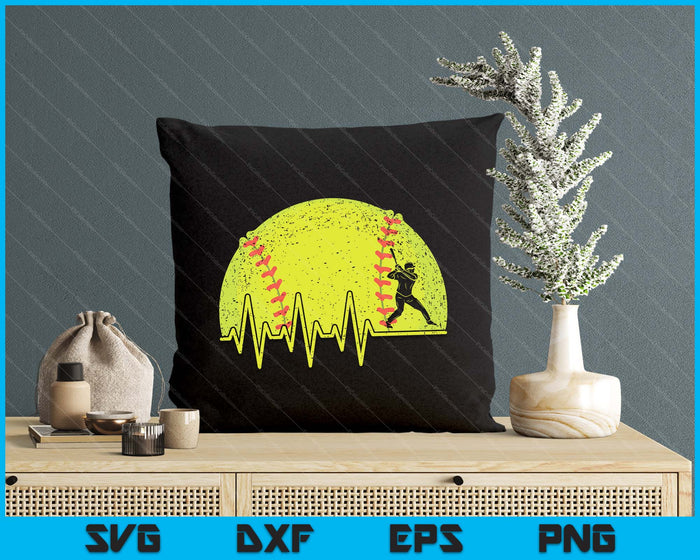 Funny Softball Heartbeat Softball Player SVG PNG Digital Cutting Files