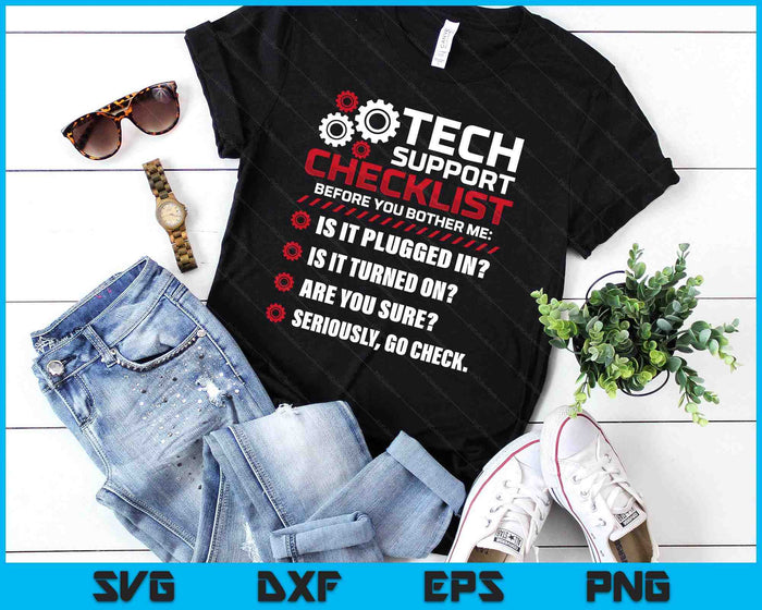 Funny Tech Support Checklist Helpdesk SVG PNG Digital Printable Files