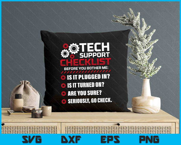 Funny Tech Support Checklist Helpdesk SVG PNG Digital Printable Files