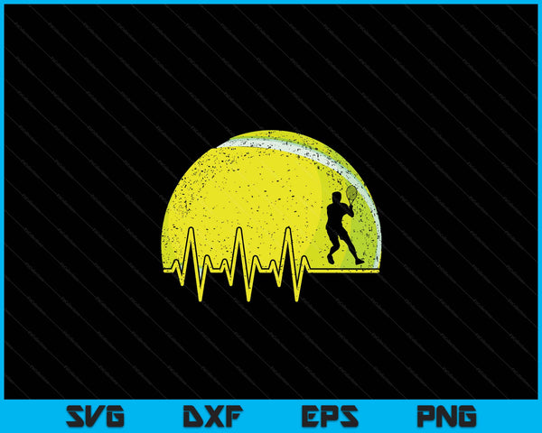 Funny Tennis Heartbeat Tennis Player SVG PNG Digital Cutting Files