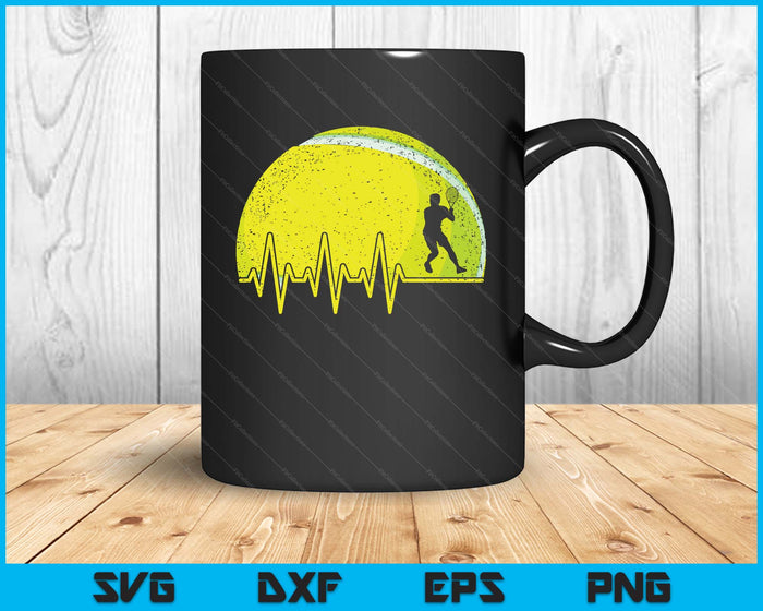 Funny Tennis Heartbeat Tennis Player SVG PNG Digital Cutting Files