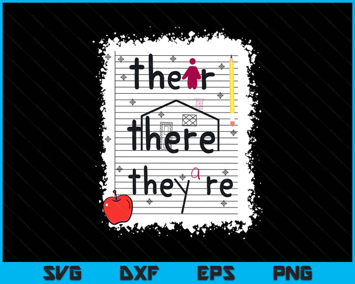 Funny Their There They Are Book English Grammar Teacher SVG PNG Digital Printable Files
