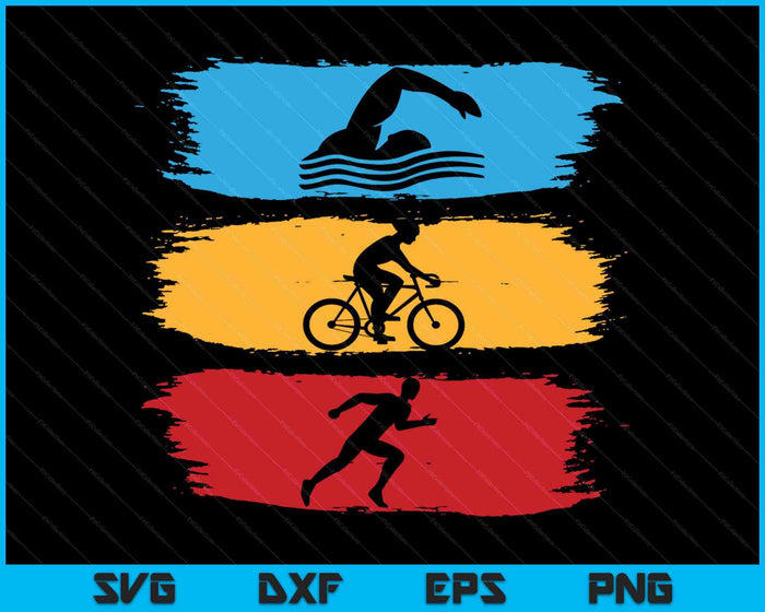 Grappige triatlon zwemmen fiets Run Design mannen vrouwen SVG PNG digitale snijbestanden