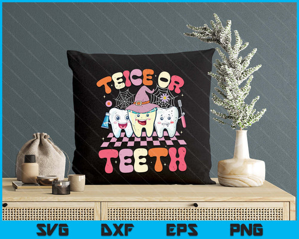 Funny Trick Or Teeth Halloween Dental Hygienist Or Assistant SVG PNG Digital Cutting File