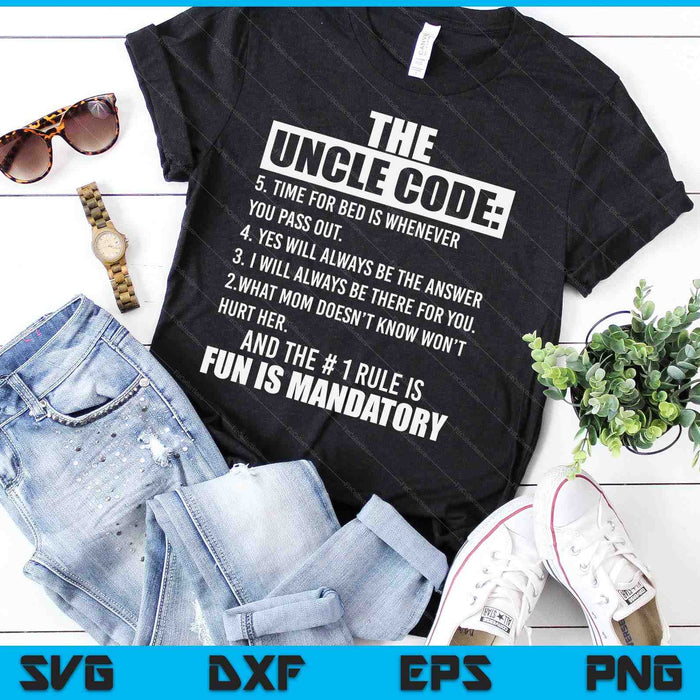 Funny Uncle Gifts From Niece Nephew The Uncle Code Cool SVG PNG Digital Printable Files