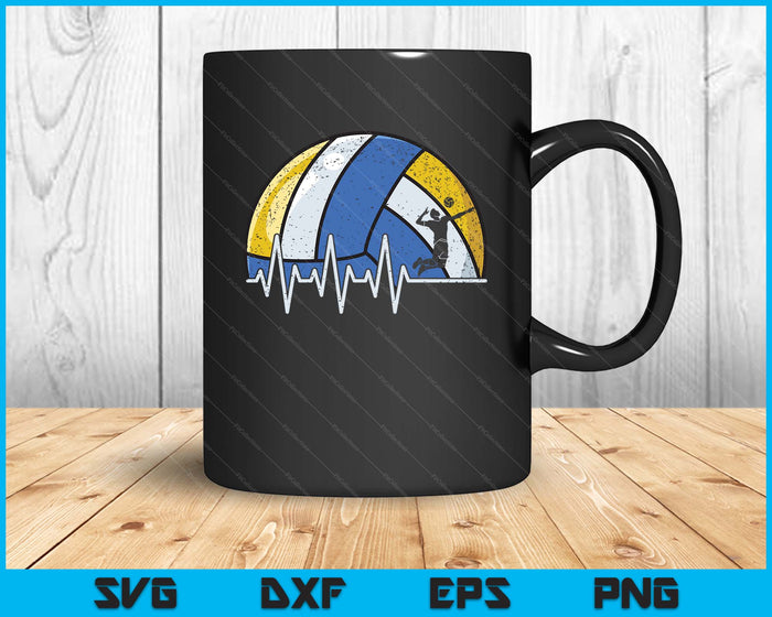 Funny Volleyball Heartbeat Volleyball Player SVG PNG Digital Cutting Files