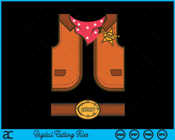 Western Sheriff Halloween Cowboy Vest Simple Costume SVG PNG Digital Cutting Files