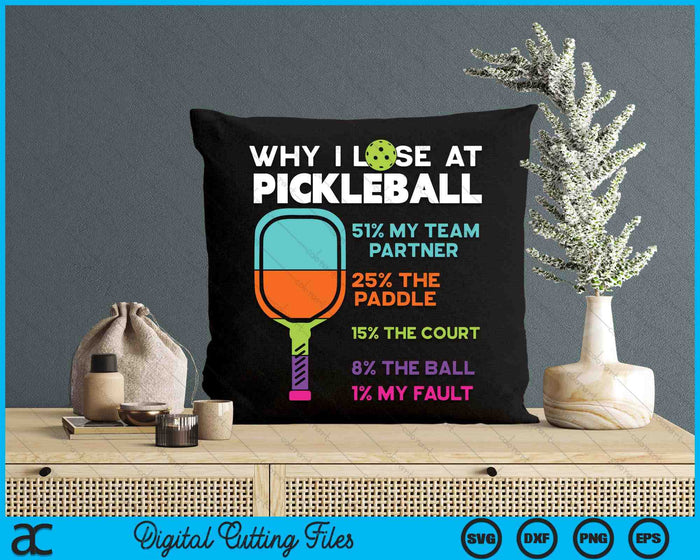 Funny Why I Lose At Pickleball SVG PNG Digital Printable Files