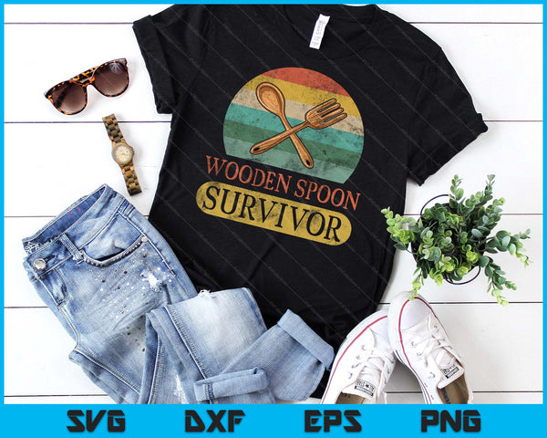 Wooden Spoon Survivor Vintage Retro Humor SVG PNG Digital Cutting Files