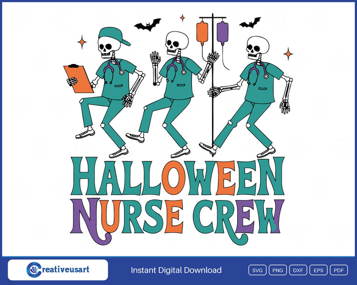Halloween Nurse Crew Dancing Skeletons Matching Nurse SVG - Halloween Nurse Crew