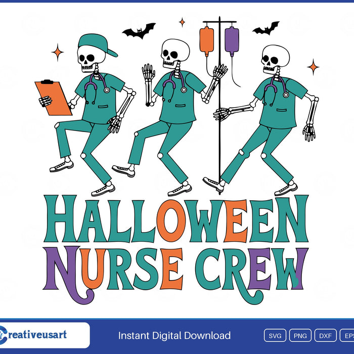 Halloween Nurse Crew Dancing Skeletons Matching Nurse SVG - Halloween Nurse Crew