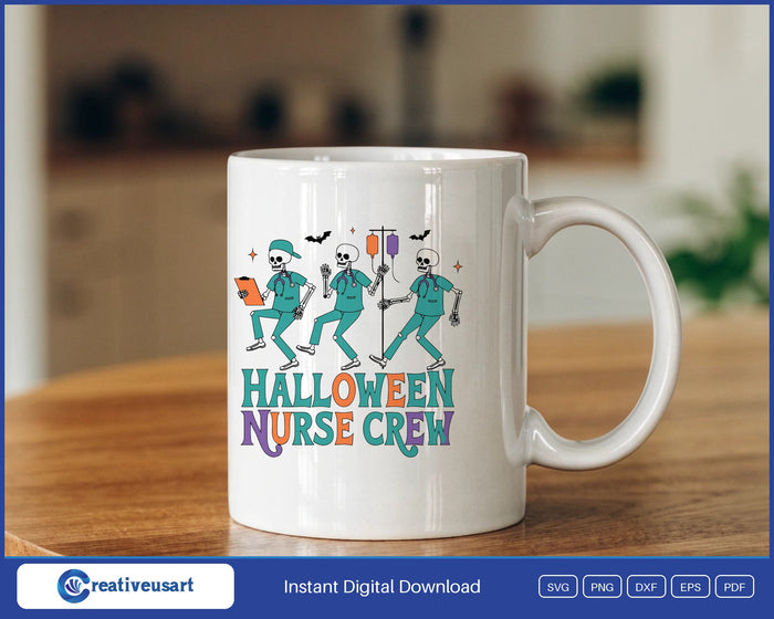 Halloween Nurse Crew SVG design on a mug