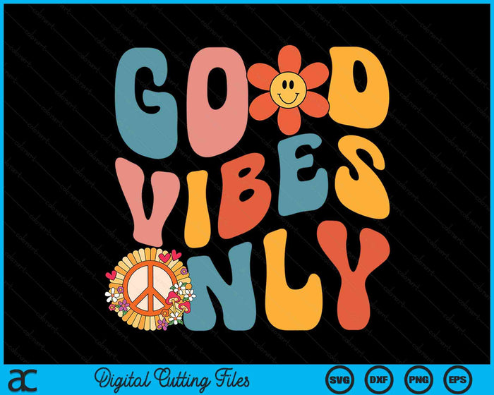 GOOD VIBES ONLY PEACE LOVE 60s 70s Tie Dye Groovy Hippie SVG PNG Digital Cutting Files