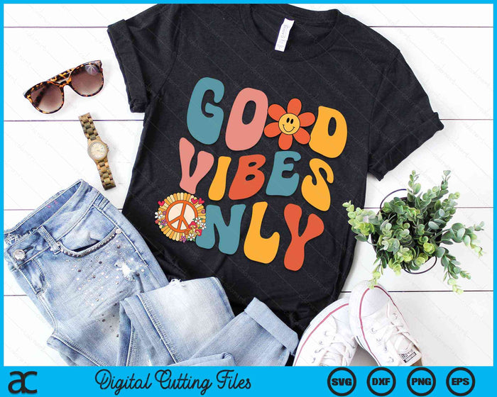 GOOD VIBES ONLY PEACE LOVE 60s 70s Tie Dye Groovy Hippie SVG PNG Digital Cutting Files