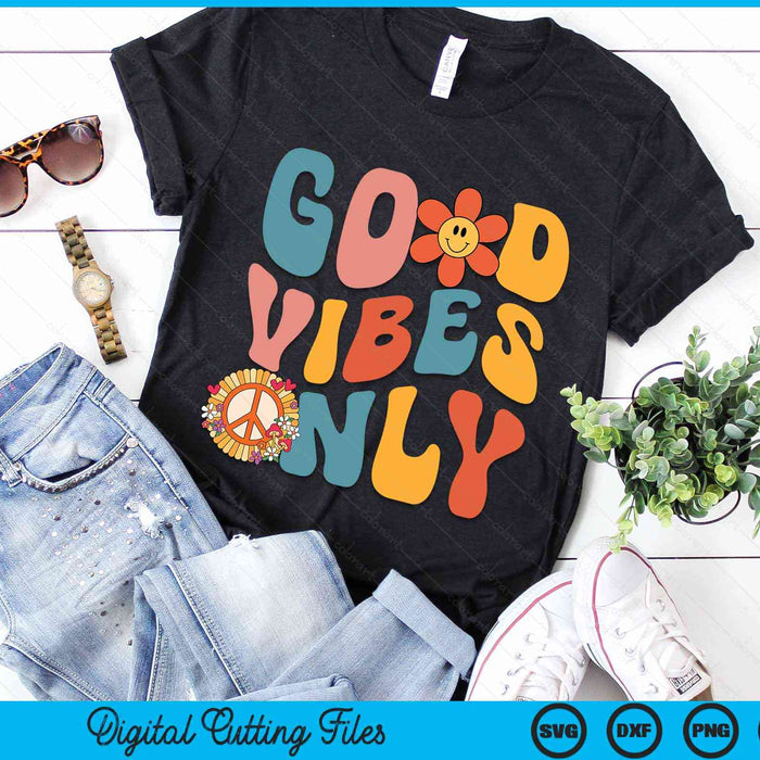 GOOD VIBES ONLY PEACE LOVE 60s 70s Tie Dye Groovy Hippie SVG PNG Digital Cutting Files