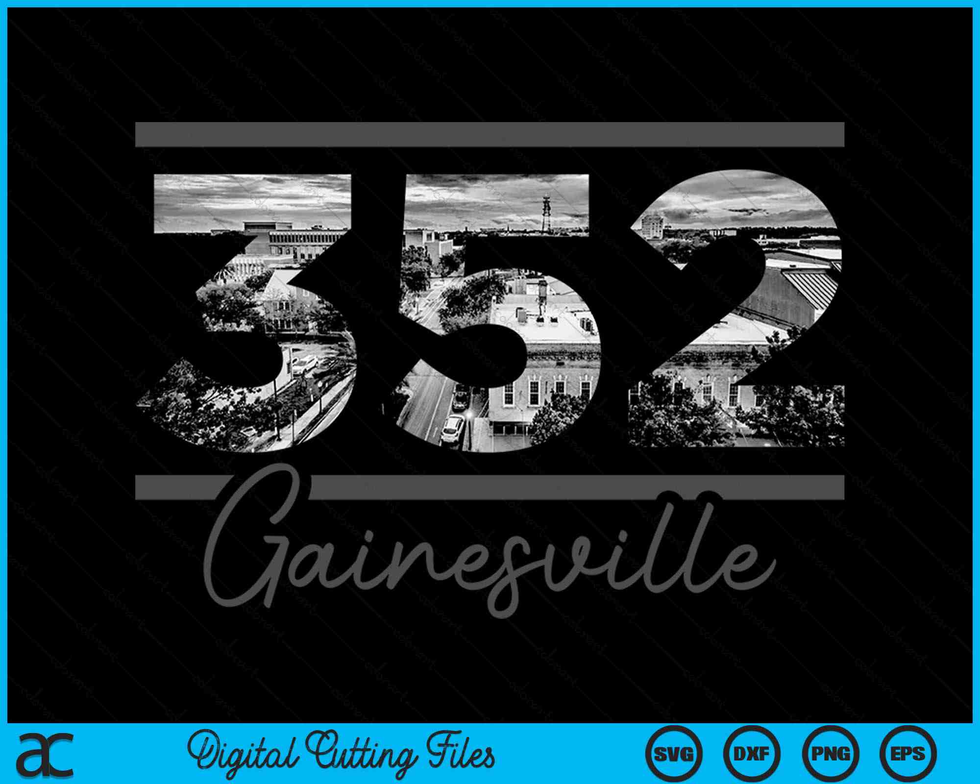 Gainesville 352 Area Code Skyline Florida Vintage SVG Cutting Files ...