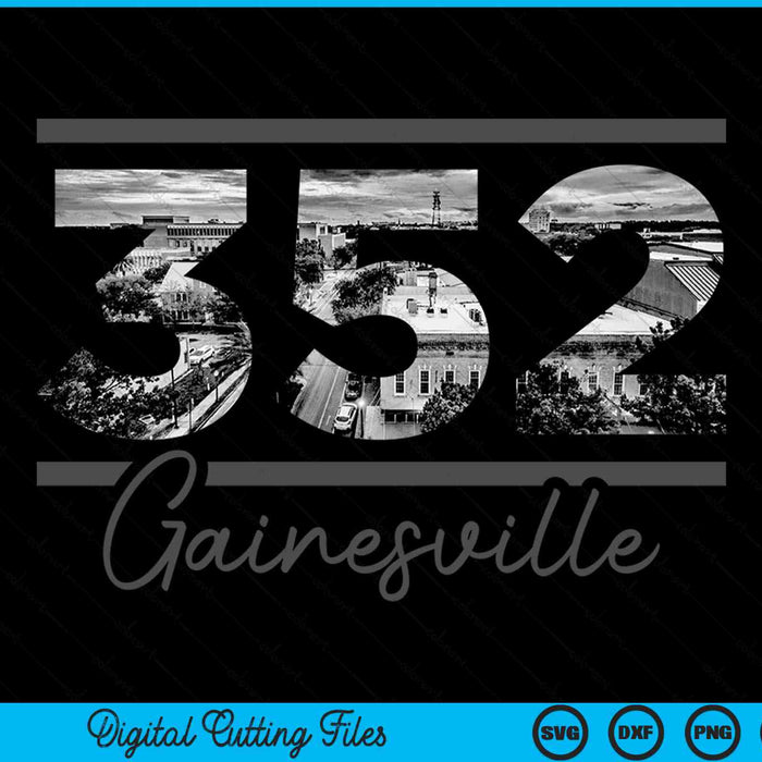 Gainesville 352 Area Code Skyline Florida Vintage SVG PNG Digital Cutting Files