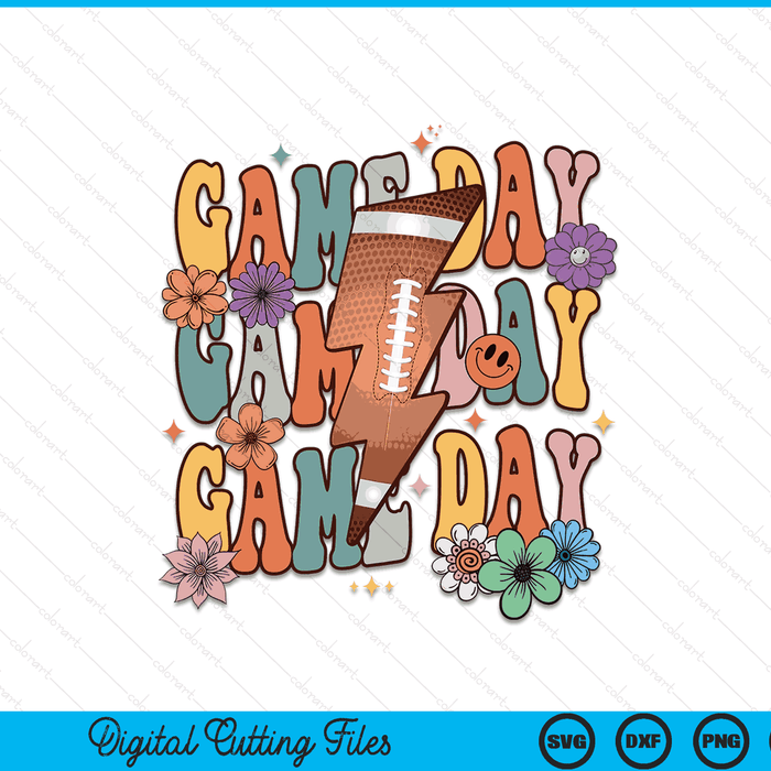 Game day American football season groovy football girl team SVG cut file