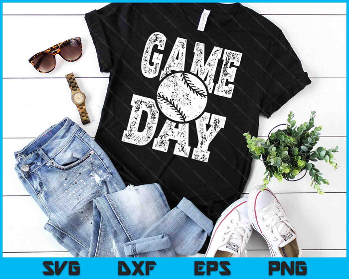 Game Day Baseball Season Funny Men Women Team Sports Vintage SVG PNG Digital Cutting File