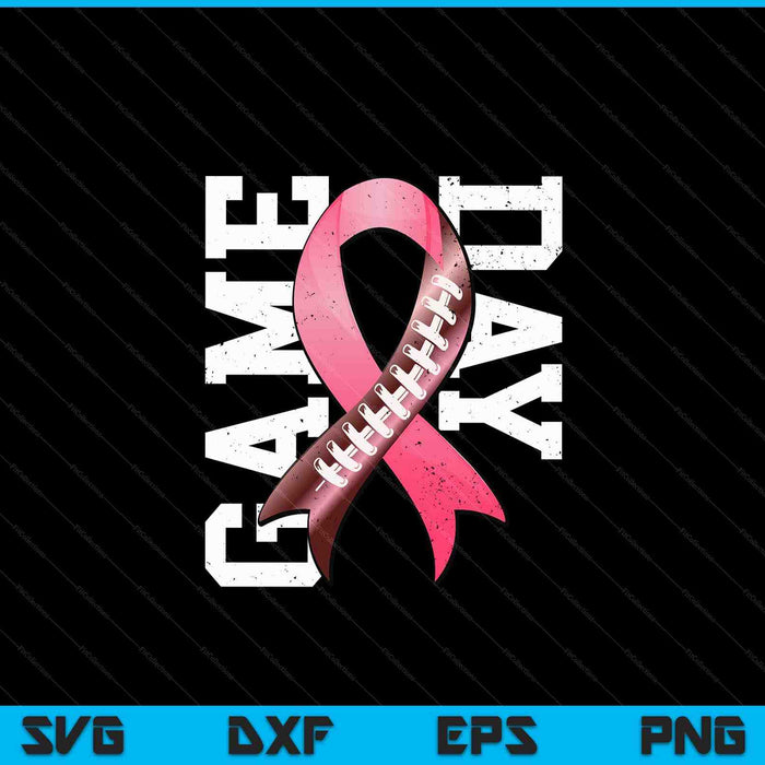 Game Day Breast Cancer Awareness Pink Football Ribbon SVG PNG Digital Cutting Files
