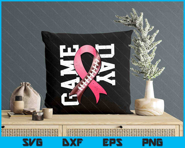 Game Day Breast Cancer Awareness Pink Football Ribbon SVG PNG Digital Cutting Files