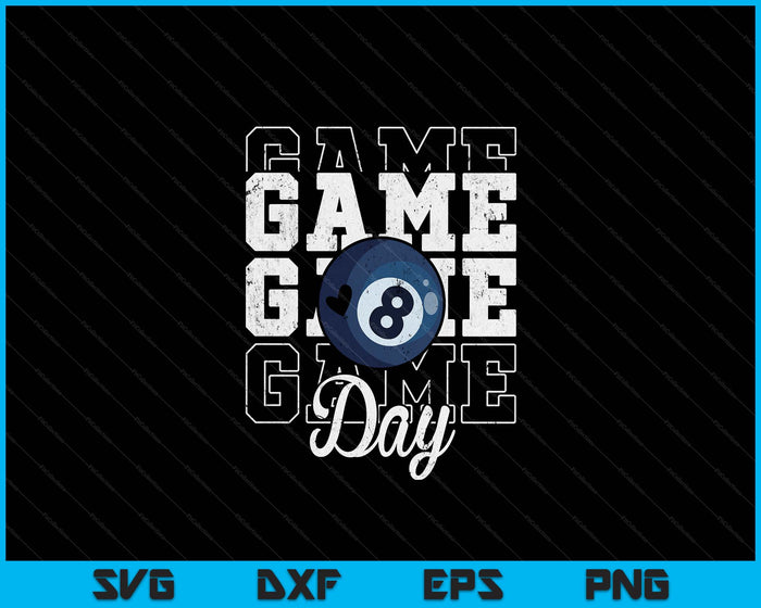 Game Day Pool Ball Shirt For Youth Boy Girl SVG PNG Digital Cutting File