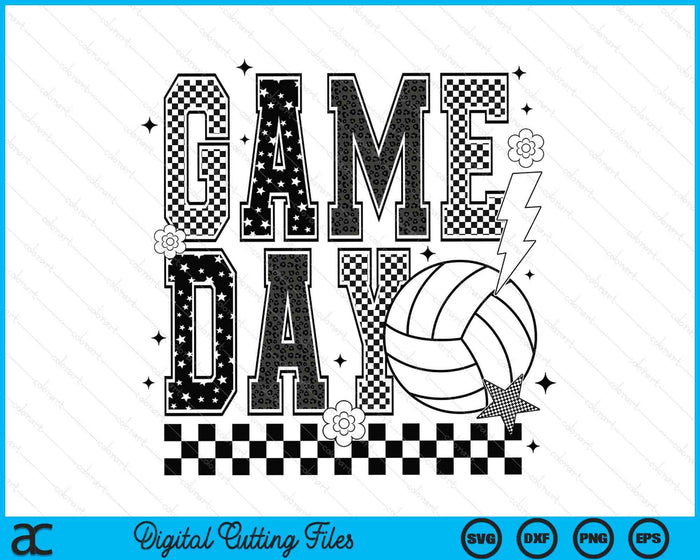 Game Day Volleyball Checkered Funny Volleyball SVG PNG Digital Printable Files